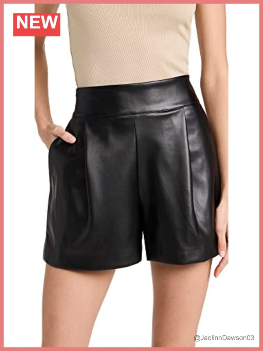 Faux Leather Pleated High Rise Faux Leather Shorts Fitted Casual
